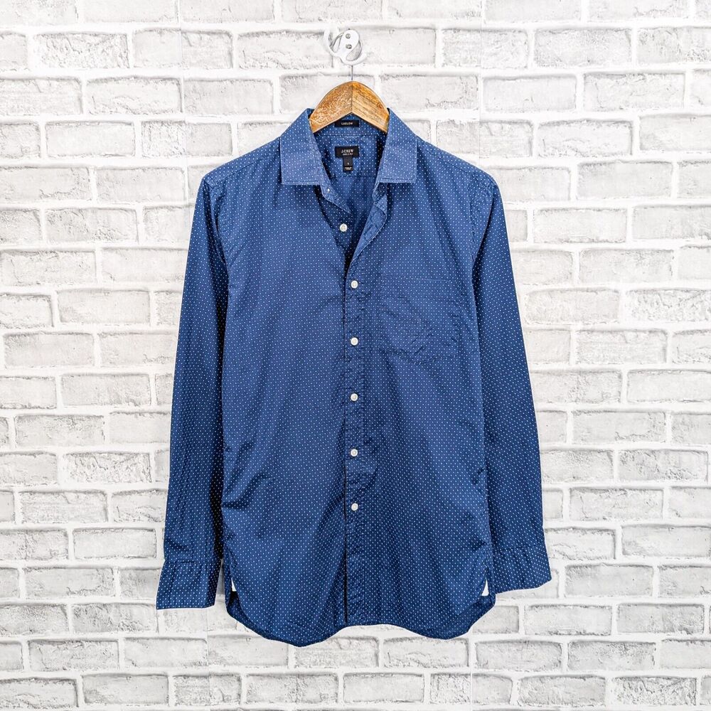 J. Crew Ludlow Men's Button up Shirt Blue w Mini Polka dot size Small